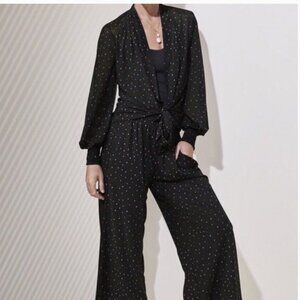 Cabi Impetuous Black Pink Polka Dot Sheer 2 Pc. Outfit Set Women's Size L